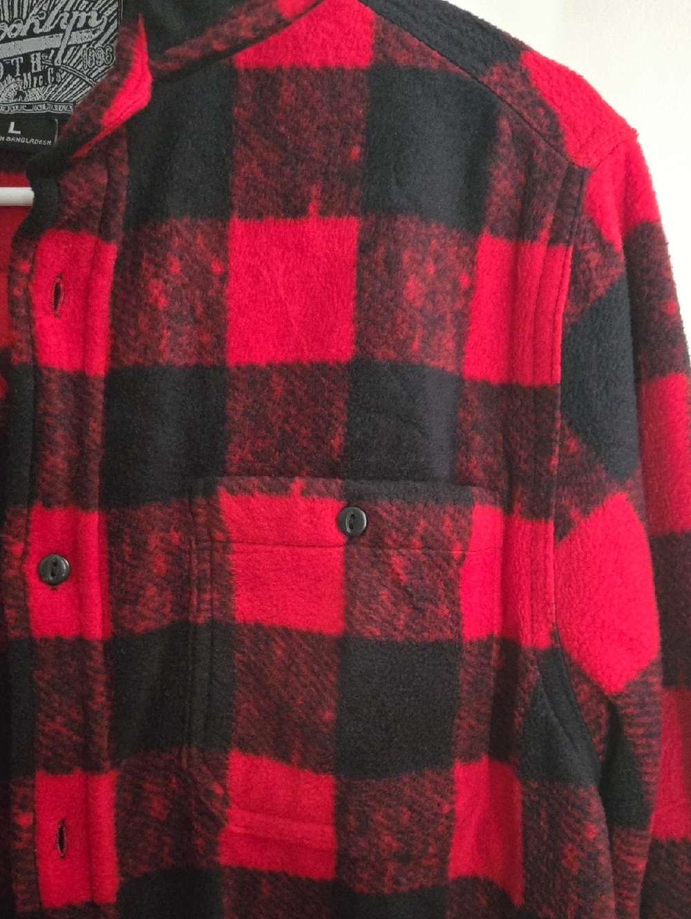 Brooklyn Cloth Red & Black Buffalo Plaid Button-Up Fleece Shirt - Picture 3 of 7